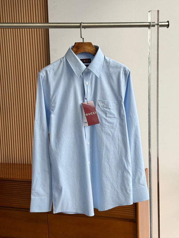 Gucci 25Ss Business Shirt 100s Double-Ply Premium Oxford Fabric Light Blue 108566