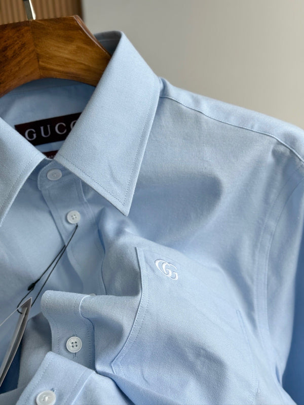 Gucci 25Ss Business Shirt 100s Double-Ply Premium Oxford Fabric Light Blue 108566