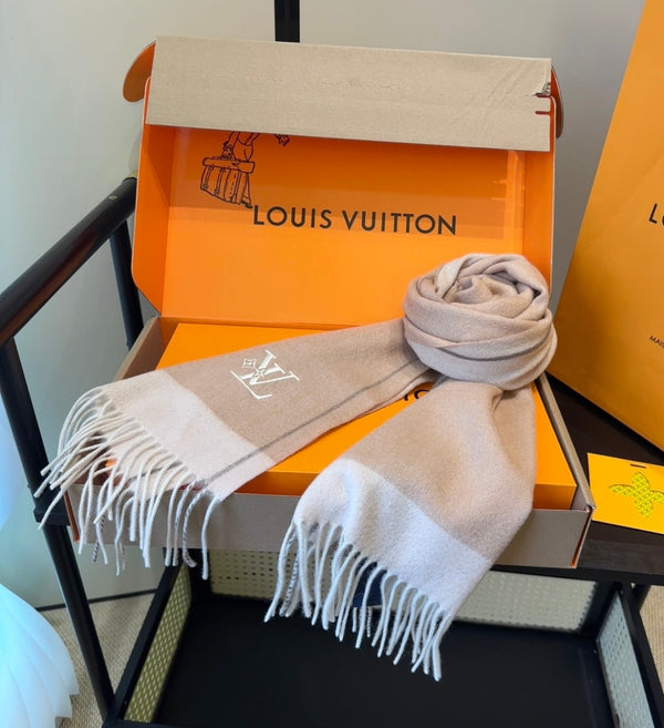 LV Scarf 180cm Brown Cashmere 839517
