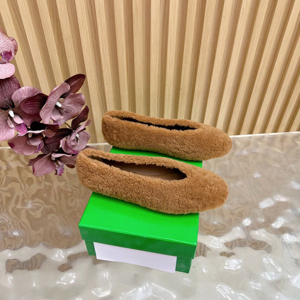 BV 25SS Shearling Ballerina in Brown Wool Sheepskin