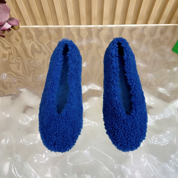 BV 25SS Shearling Ballerina in Blue Wool Sheepskin