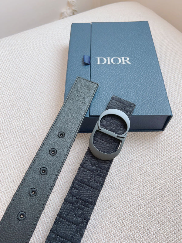 CD Belt 35mm Black Canvas Calfskin Black Buckle
