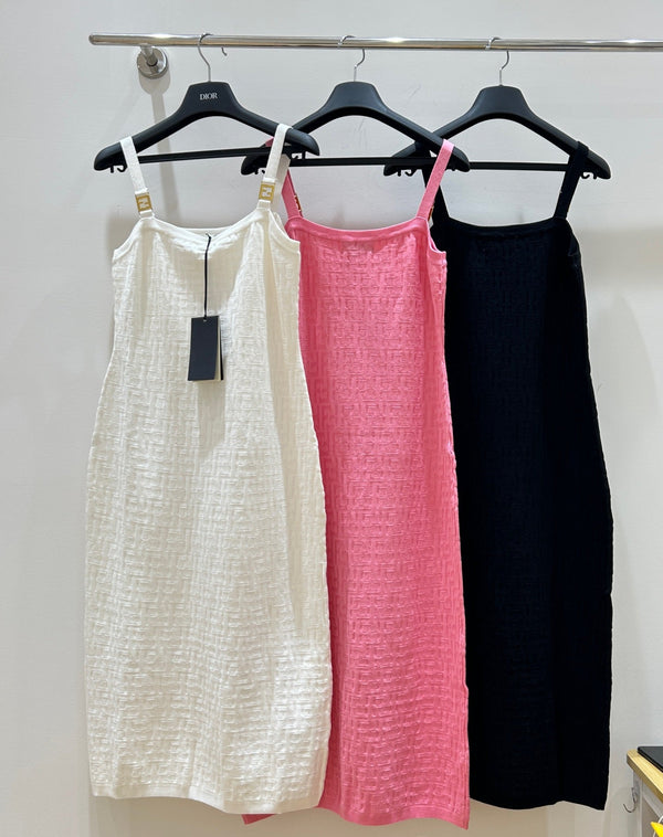 Fendi Letter Jacquard Viscose Sleeveless Dress