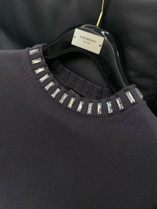 Fendi 25 Lazy-Style Crewneck Sweater Dark Brown Cotton