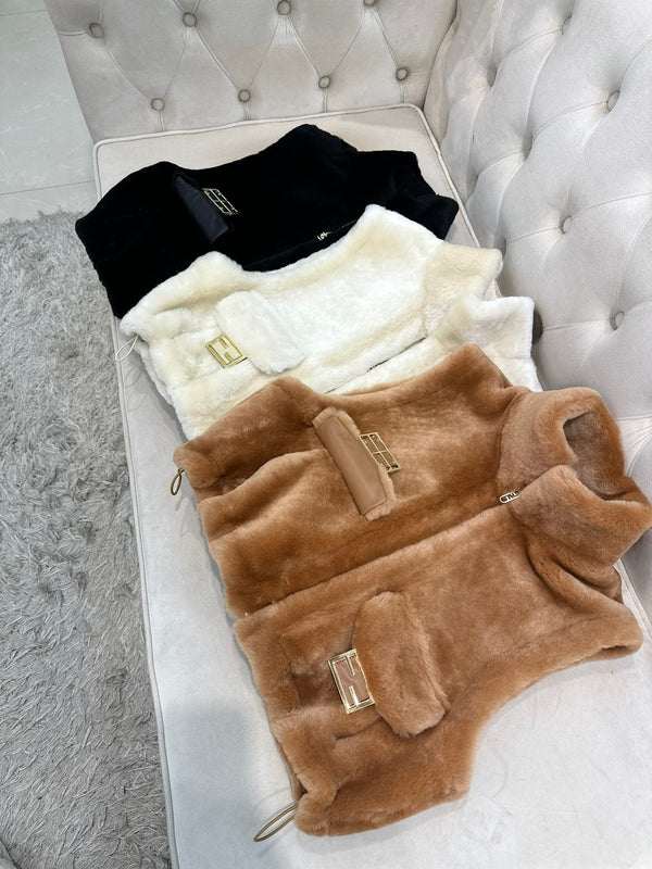 Fendi 25AW Merino Shearling Black Vest