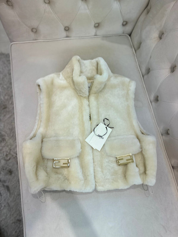 Fendi 25AW Merino Shearling White Vest