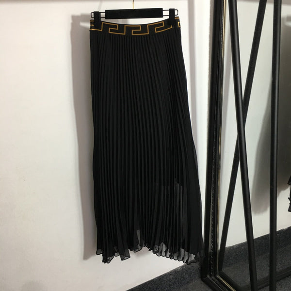 Versace Metal-Embellished Tube-Top Camisole and High-Waisted Pleated Skirt Set