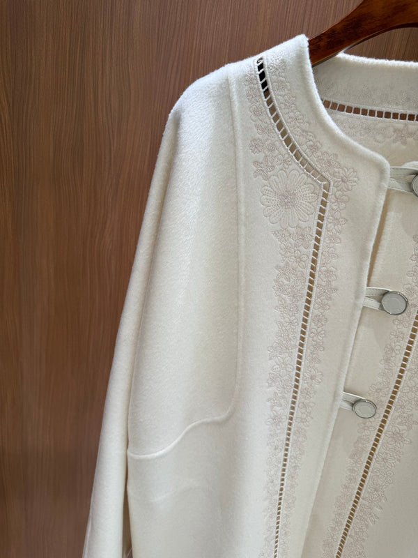 HM Couture Embroidered Cashmere Black Long Coat