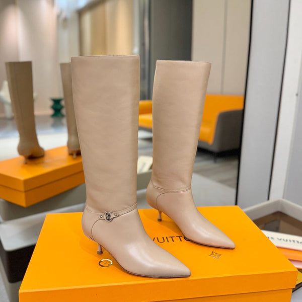 LV 6AM High Boots 55mm Heel Cream Calfskin 504806