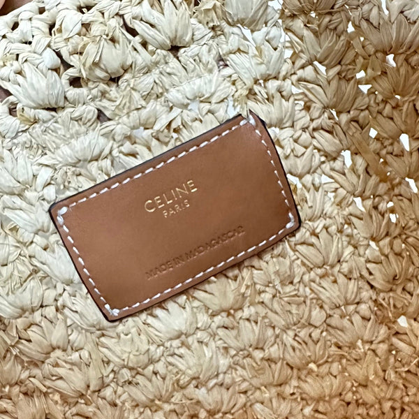 Celin CABAS TRIANGLE Grass Raffia Woven Handbag 126451