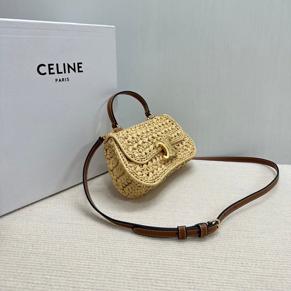 Celin Teen Lola Small Raffia Woven Handbag 129136
