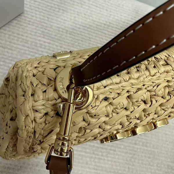 Celin Teen Lola Small Raffia Woven Handbag 129136