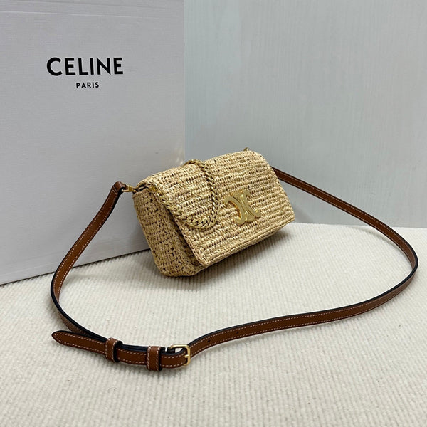 Celin Multi Pochette Pocket Raffia Woven Bag 126556
