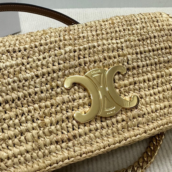 Celin Multi Pochette Pocket Raffia Woven Bag 126556