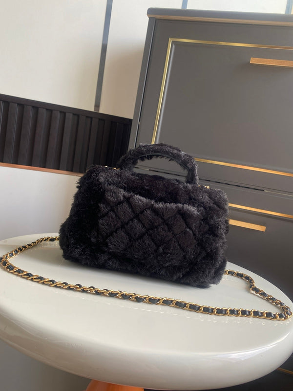 Mini CF 25 Flap Bag Black Shearling