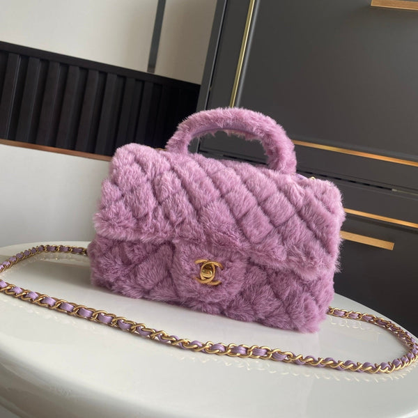 Mini CF 25 Flap Bag Purple Shearling