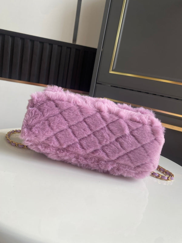 Mini CF 25 Flap Bag Purple Shearling