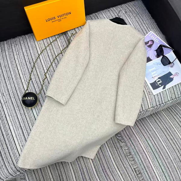 LV 25FW Double-Faced Wool Long Coat Light Gray 311668