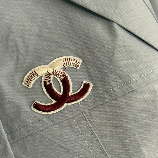 CC Logo Embroidered Long-sleeved Hooded Zipper Windbreaker Jacket