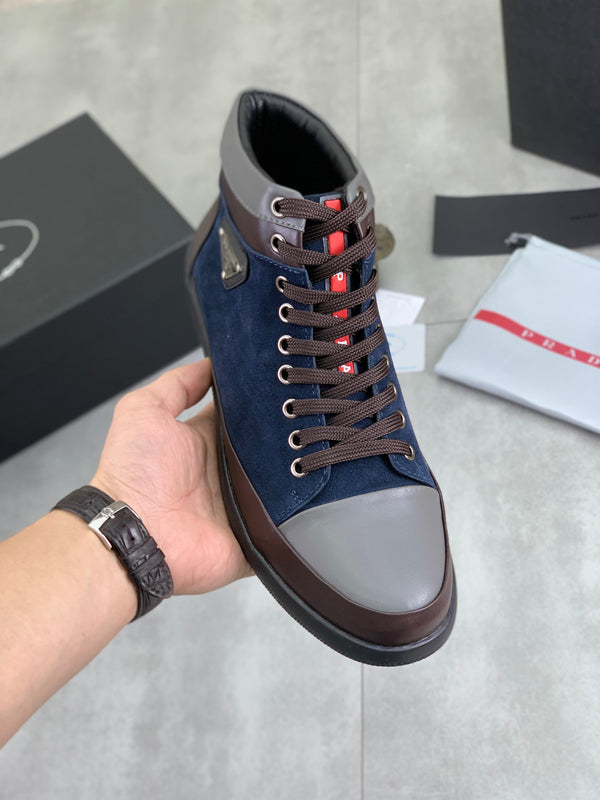 Pra high-top blue mix brown gray calfskin 820246