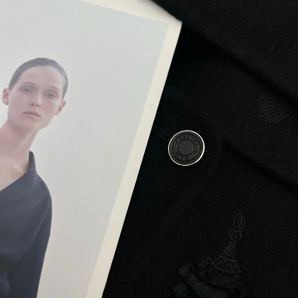 HM 25FW Hooded Double-faced Black Cashmere Short Coat