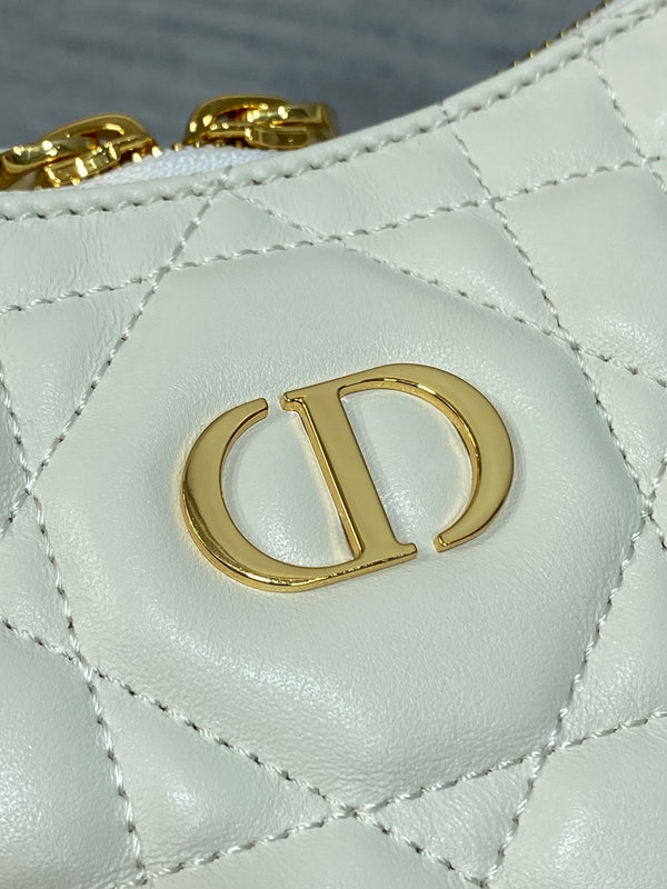 CD Shoulder Bag 19cm white lambskin GHW
