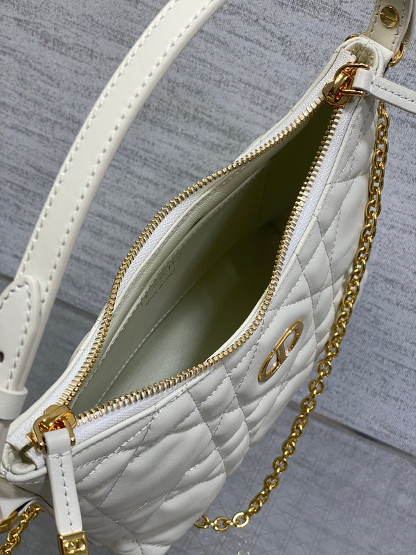CD Shoulder Bag 19cm white lambskin GHW