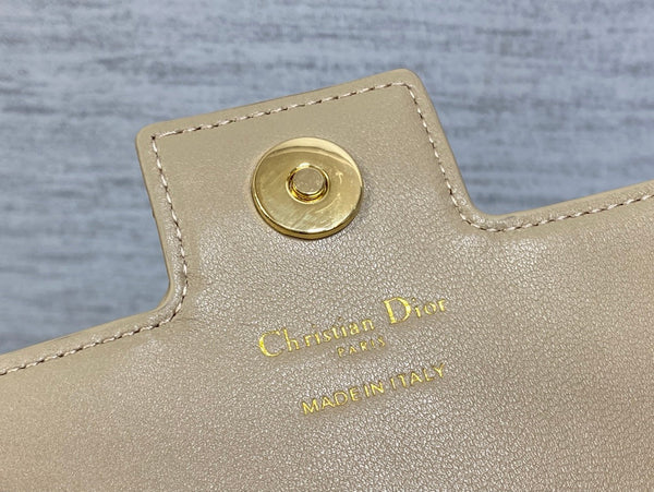 CD Pearl Chain Bag Beige 21cm Lambskin