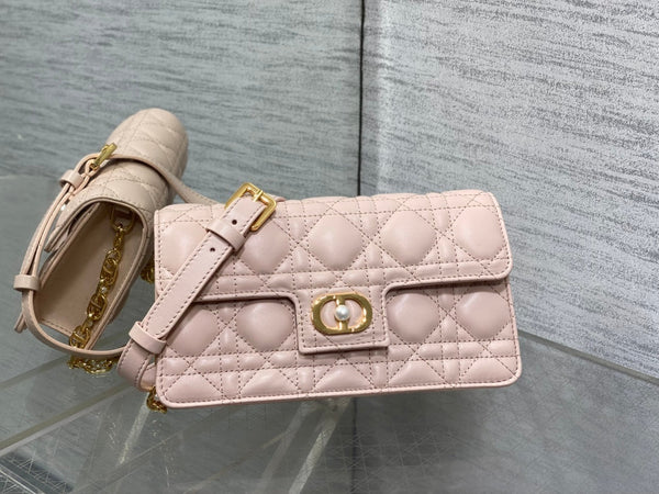 CD Pearl Chain Bag Pink 21cm Lambskin