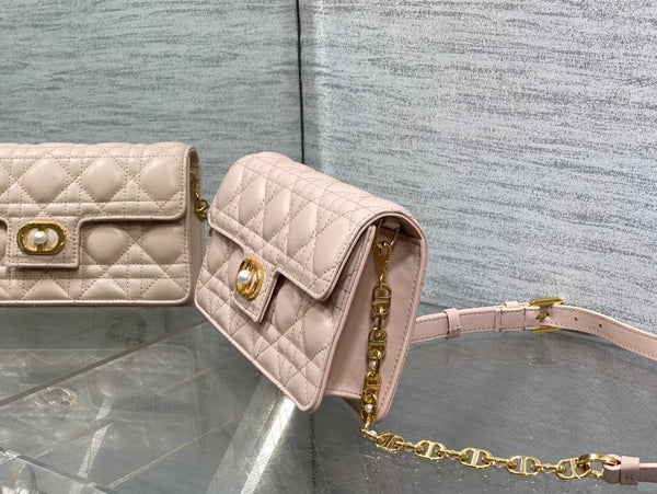 CD Pearl Chain Bag Pink 21cm Lambskin