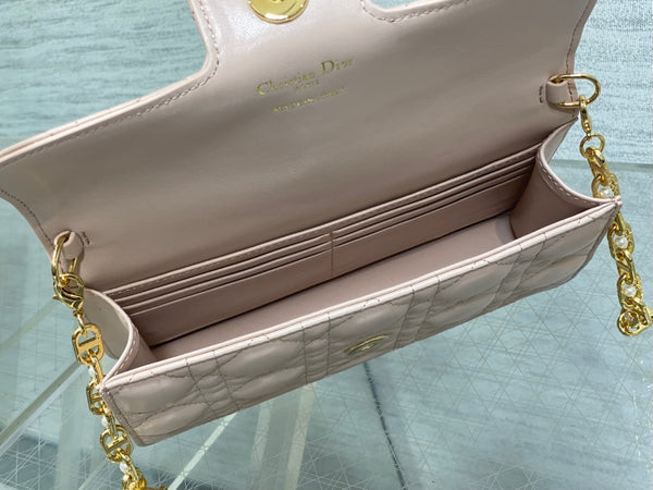 CD Pearl Chain Bag Pink 21cm Lambskin