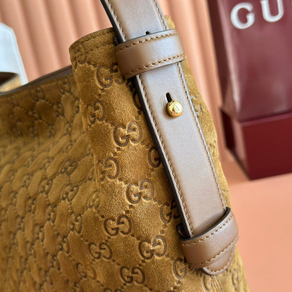 GG 25FW Beatrix Horsebit Handbag 35cm Brown Suede GHW