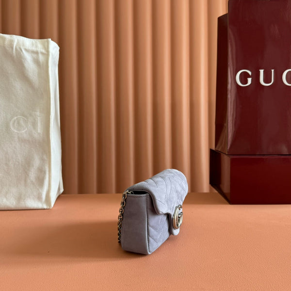 GG Marmont Double-G 16.5cm Gray Suede