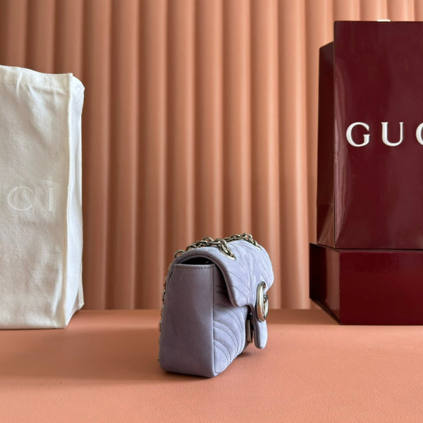 GG Marmont Double-G 22cm Gray Suede