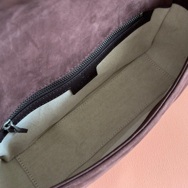 GG Marmont Double-G 26cm Matte Brown Suede