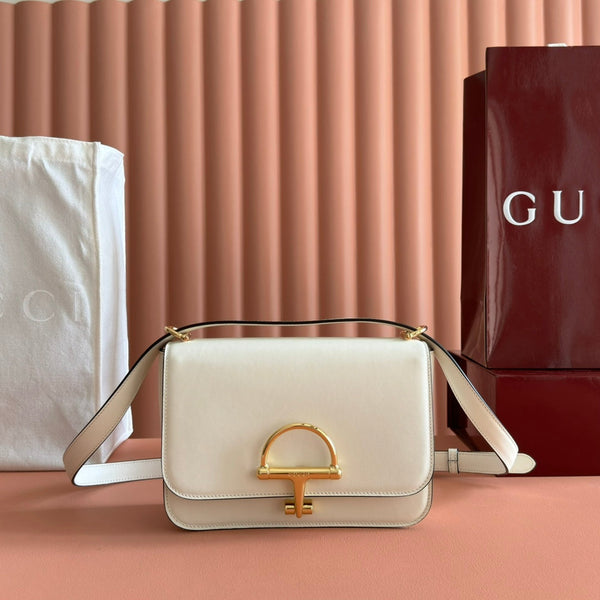 GG 25FW Siena Small Shoulder Bag 23cm White Calfskin GHW