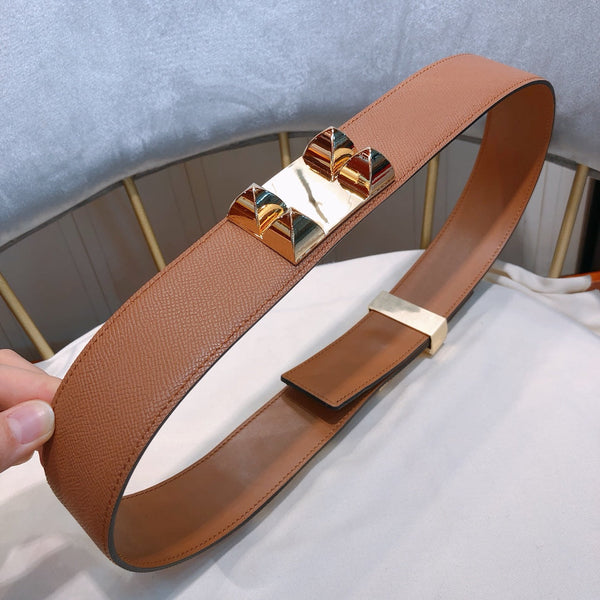 collier de chien belt 45mm brown epsom pink gold buckle