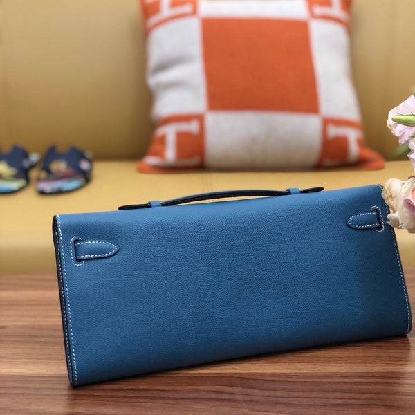 HM Kelly Cut 31cm Blue Swift Leather Shw