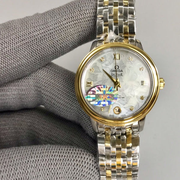 Omega De Ville 32.7mm Silver Gold White Dial