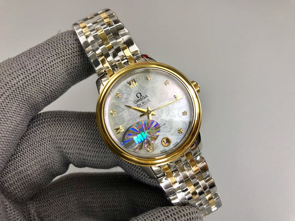 Omega De Ville 32.7mm Silver Gold White Dial