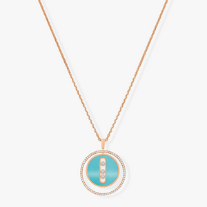 LUCKY MOVE 3 DIAMONDS TURQUOISE PINK GOLD DIAMOND NECKLACE