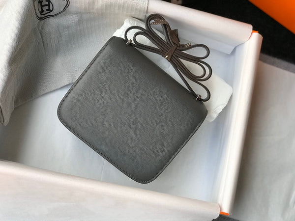 HM CONSTANCE BAG GREY EPSOM LEATHER SILVER HARDWARE