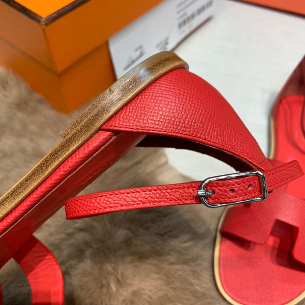 sandalo santorini in pelle epsom rosso scuro