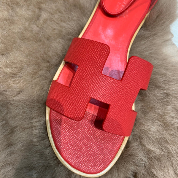 sandalo santorini in pelle epsom rosso scuro