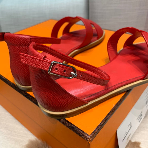 sandalo santorini in pelle epsom rosso scuro