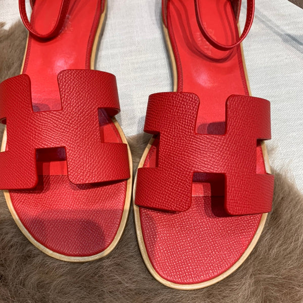 sandalo santorini in pelle epsom rosso scuro