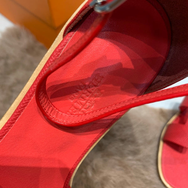 sandalo santorini in pelle epsom rosso scuro