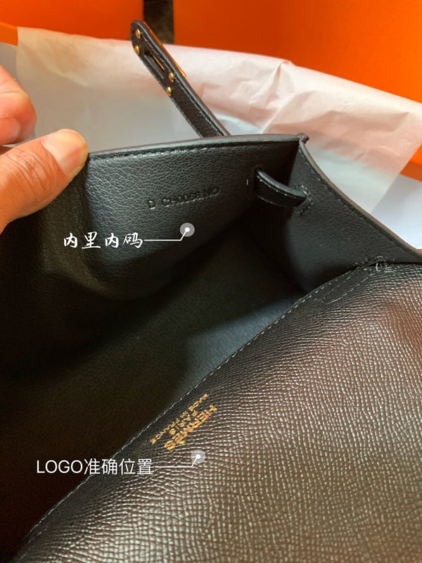 HM KELLY MINI POCHETTE 22 BLACK EPSOM