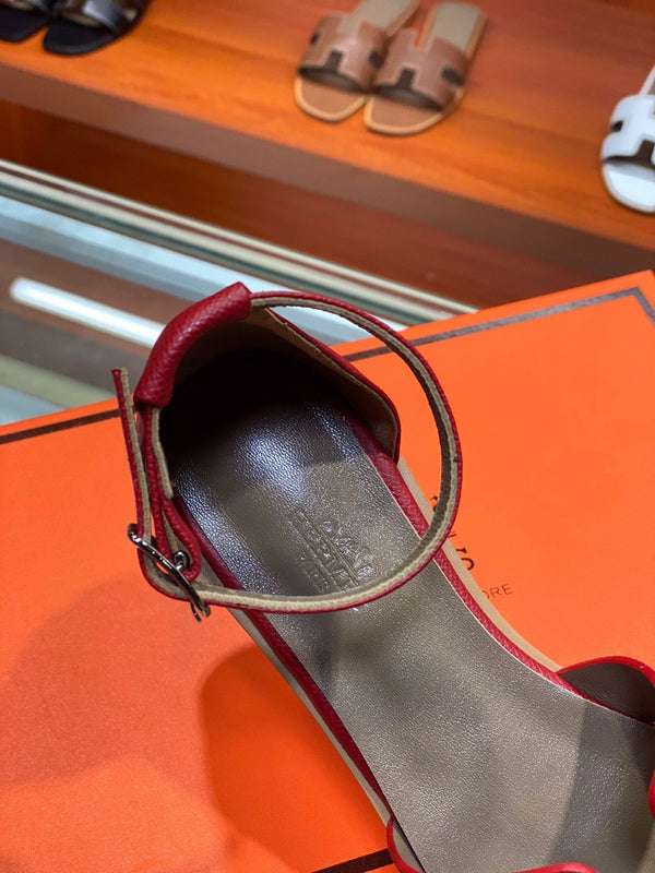 SANDALO SANTORINI IN PELLE DI VITELLO CILIEGIA