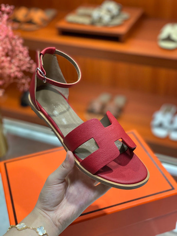 SANDALO SANTORINI IN PELLE DI VITELLO CILIEGIA